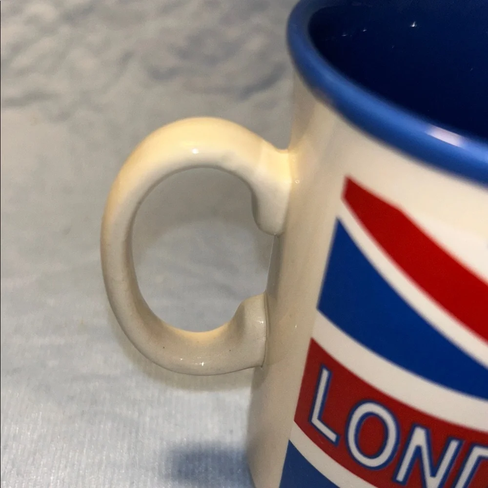 Ceramic London Unmarked Red White Blue Taxi Coffee Cup